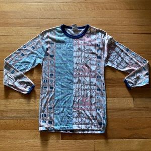 vintage building scene long sleeve top